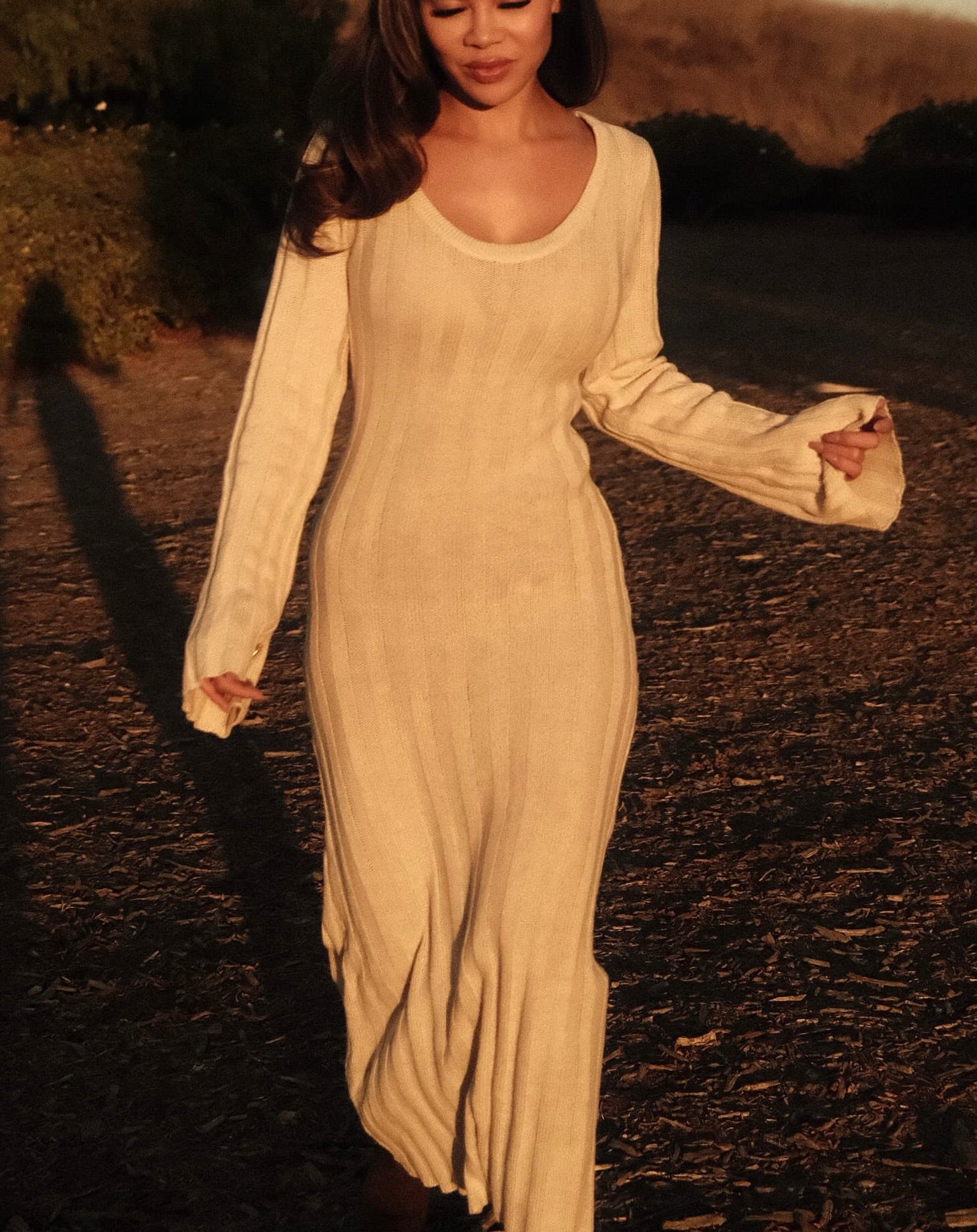 Oatmeal Knit Bell Sleeve Dress Oatmeal Knit Bell Sleeve Dress