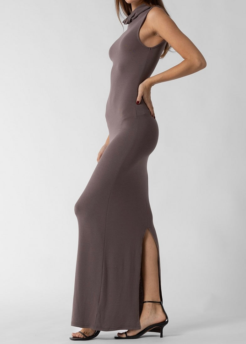 luna knit dress Luna Two-Tone Ribbed Knit Dress With Graphic Detail In Red by Rumour London