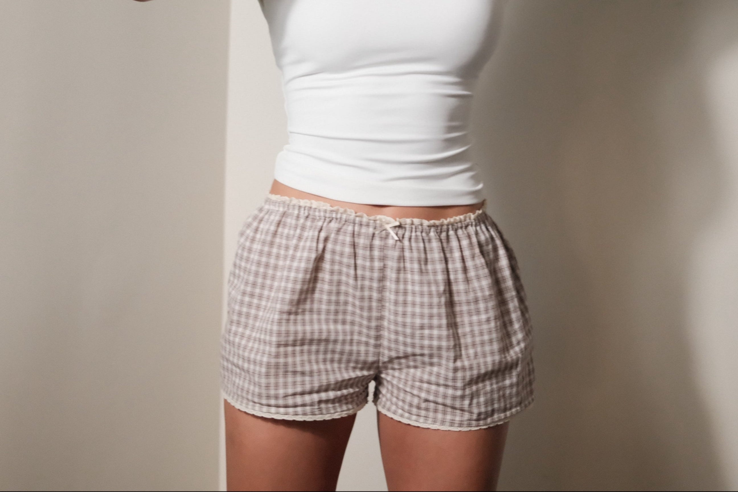 Brown Plaid Summer Shorts