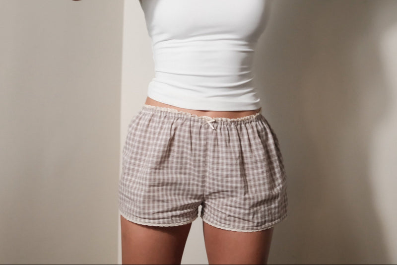 Brown Plaid Summer Shorts