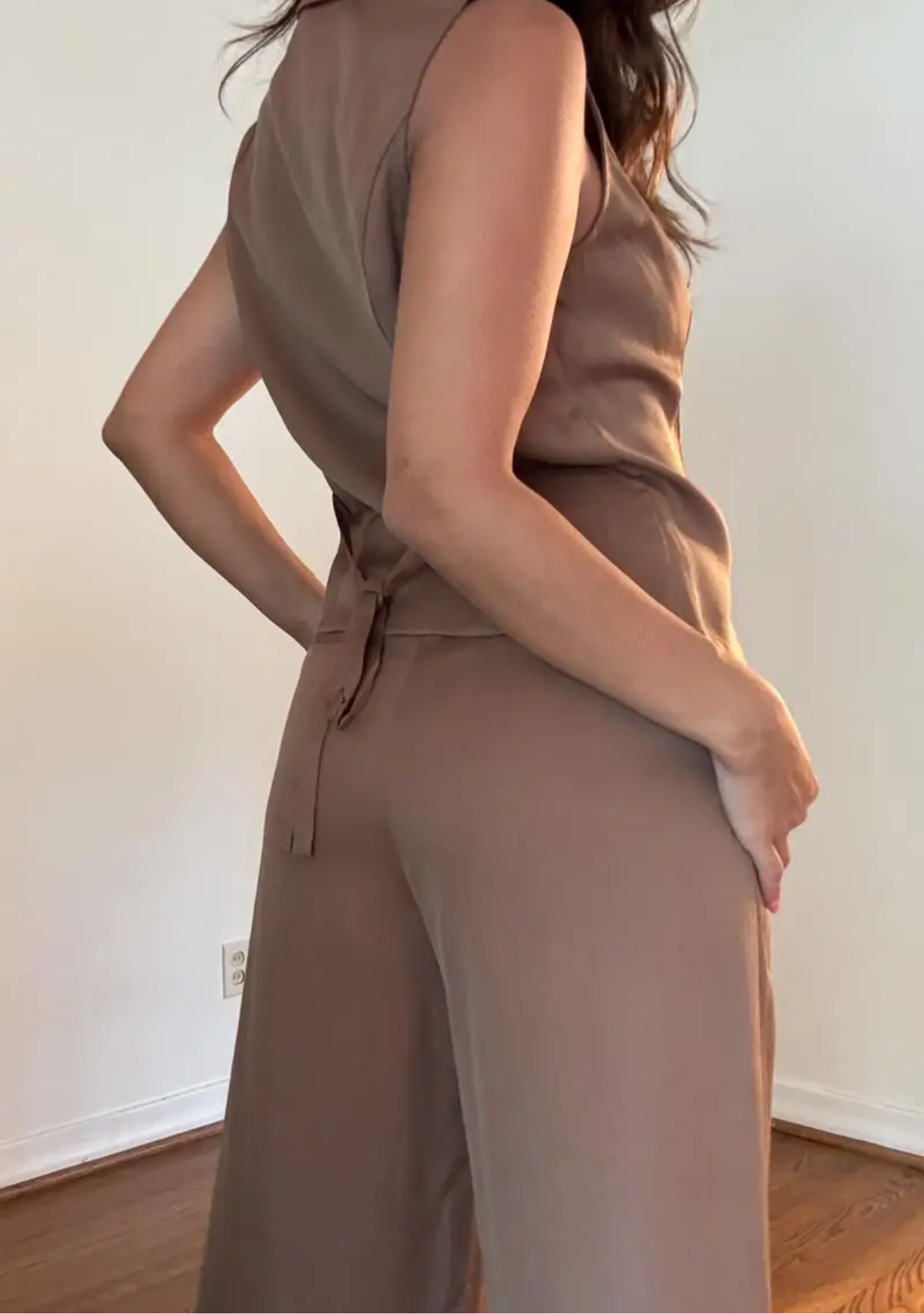 Brown Vest Top & Trouser Two Piece Set