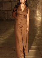 Brown Vest Top & Trouser Two Piece Set